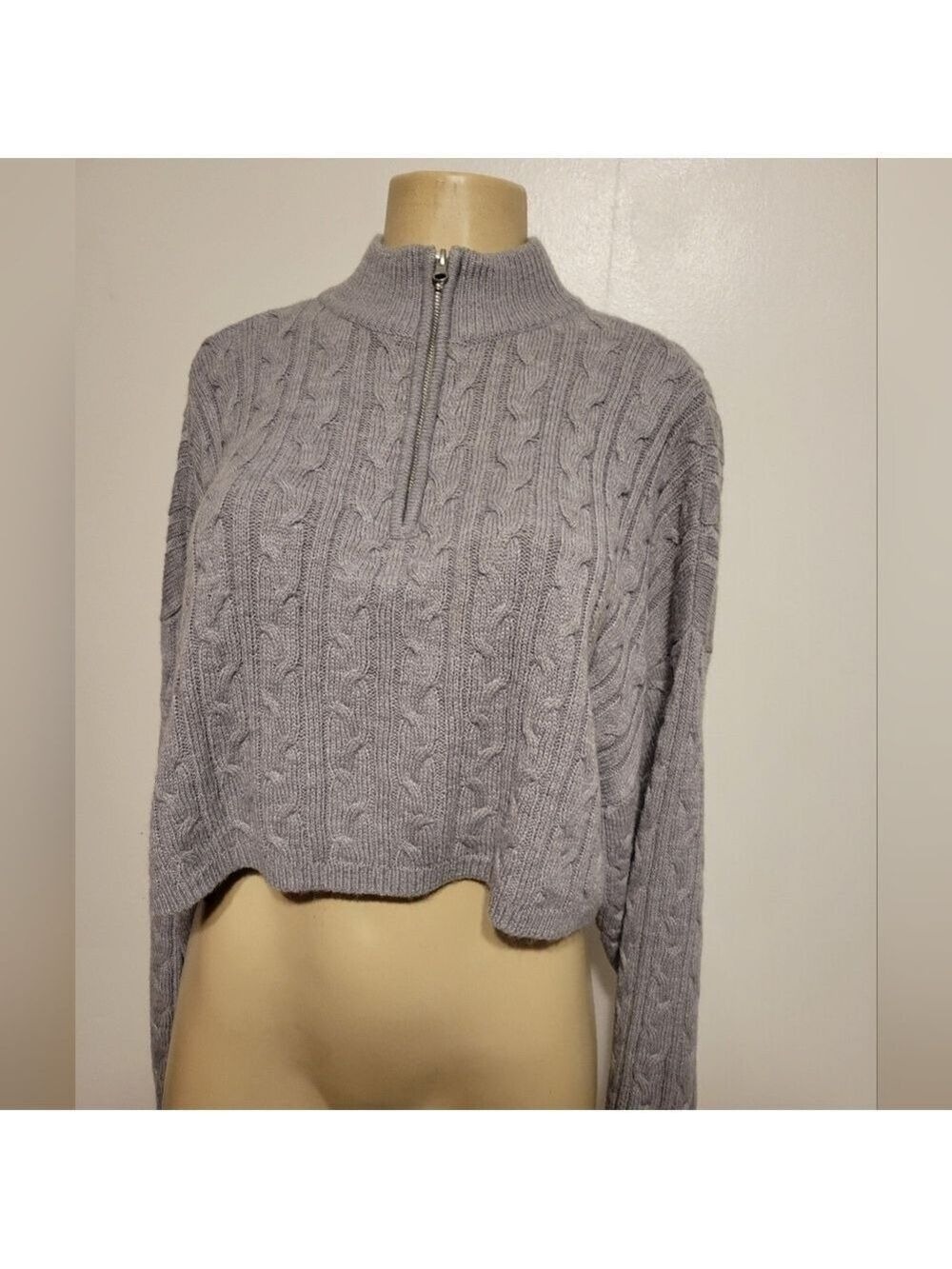 Garage Knitted Grey Sweater Large Zipped Comfy Fall Winter